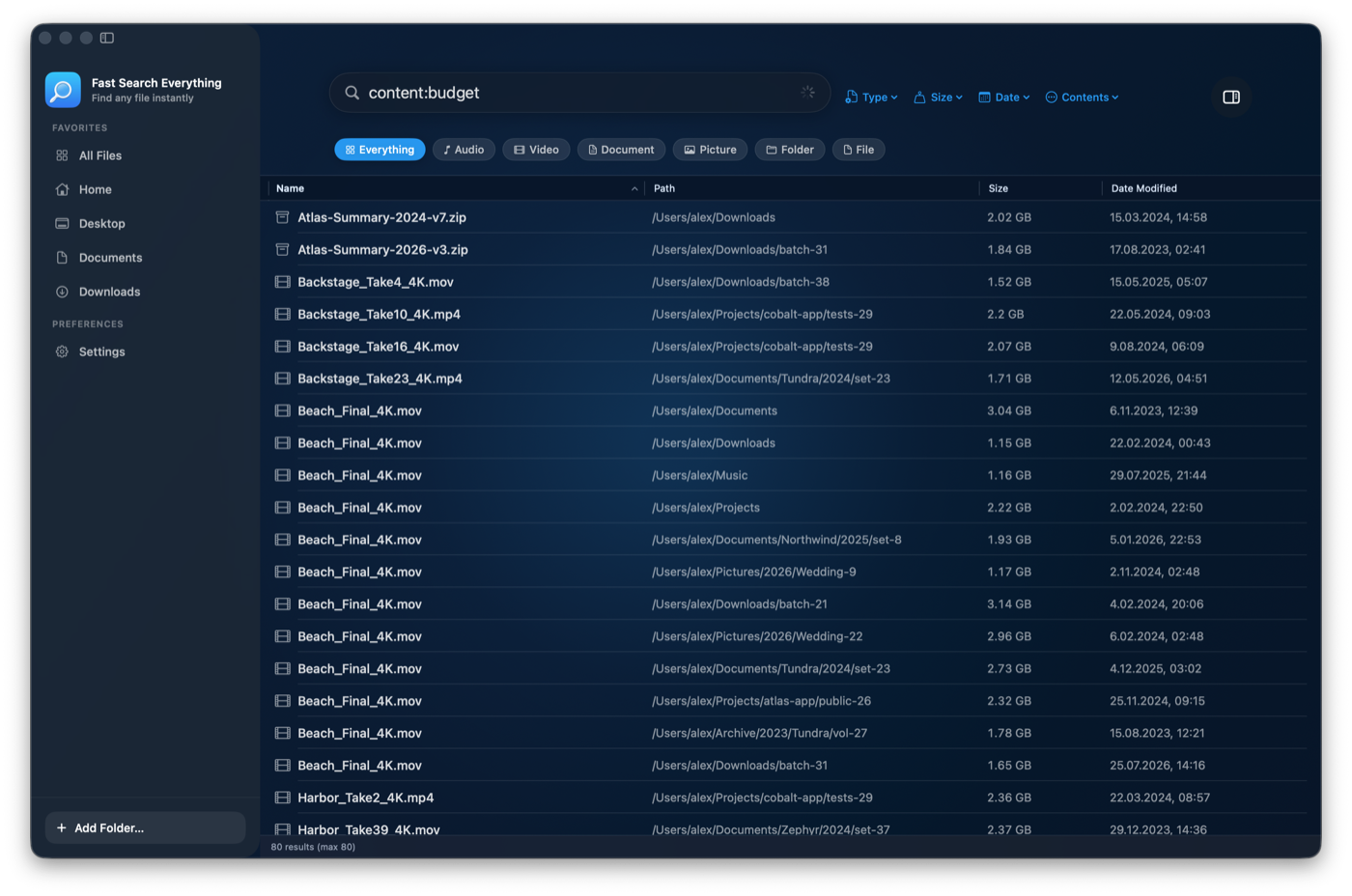 Content search finding text inside files with Fast Search Everything